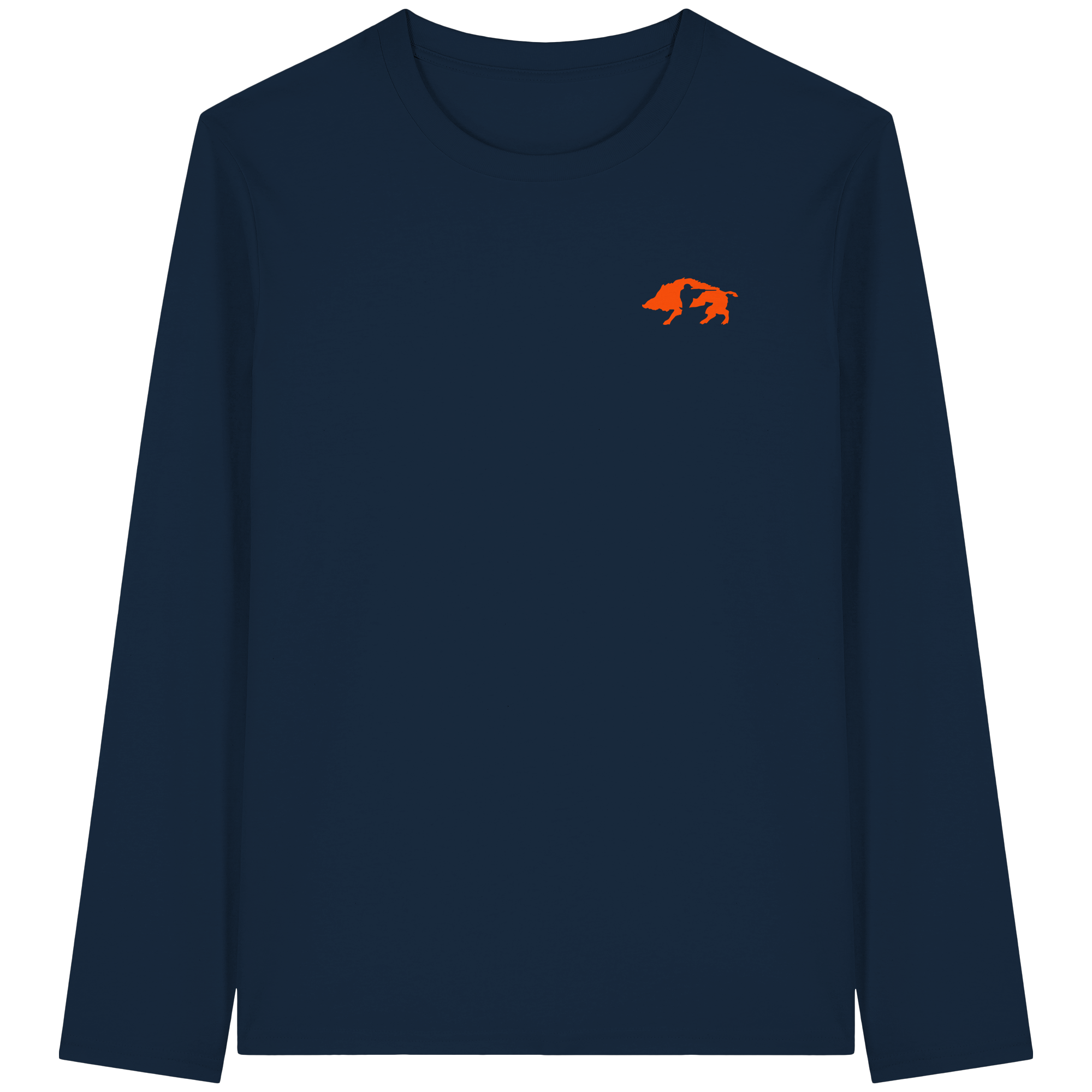 The Encounter — Boar & Hunter & Dog Silhouette Organic T-Shirt - Organic Longsleeve T-Shirt