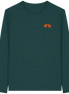 Dark green long sleeve shirt with orange boar graphic, eco-friendly hunting apparel for nature lovers.