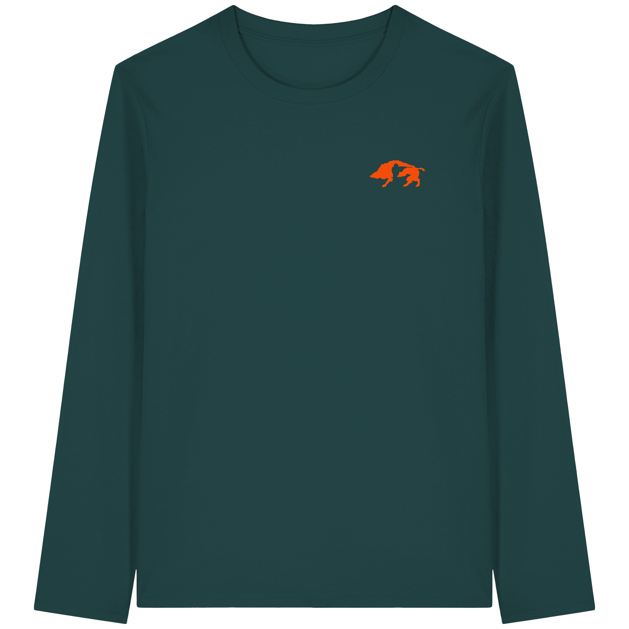 The Encounter — Boar & Hunter & Dog Silhouette Organic T-Shirt - Organic Longsleeve T-Shirt