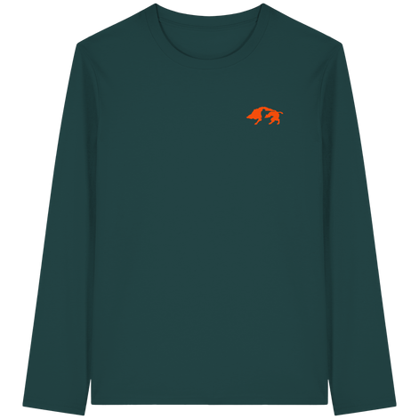 The Encounter — Boar & Hunter & Dog Silhouette Organic T-Shirt - Organic Longsleeve T-Shirt