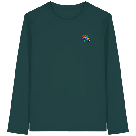 James Hunter Moose Commute organic unisex longsleeve shirt in glazed green, front view from the Minimalist Collection.