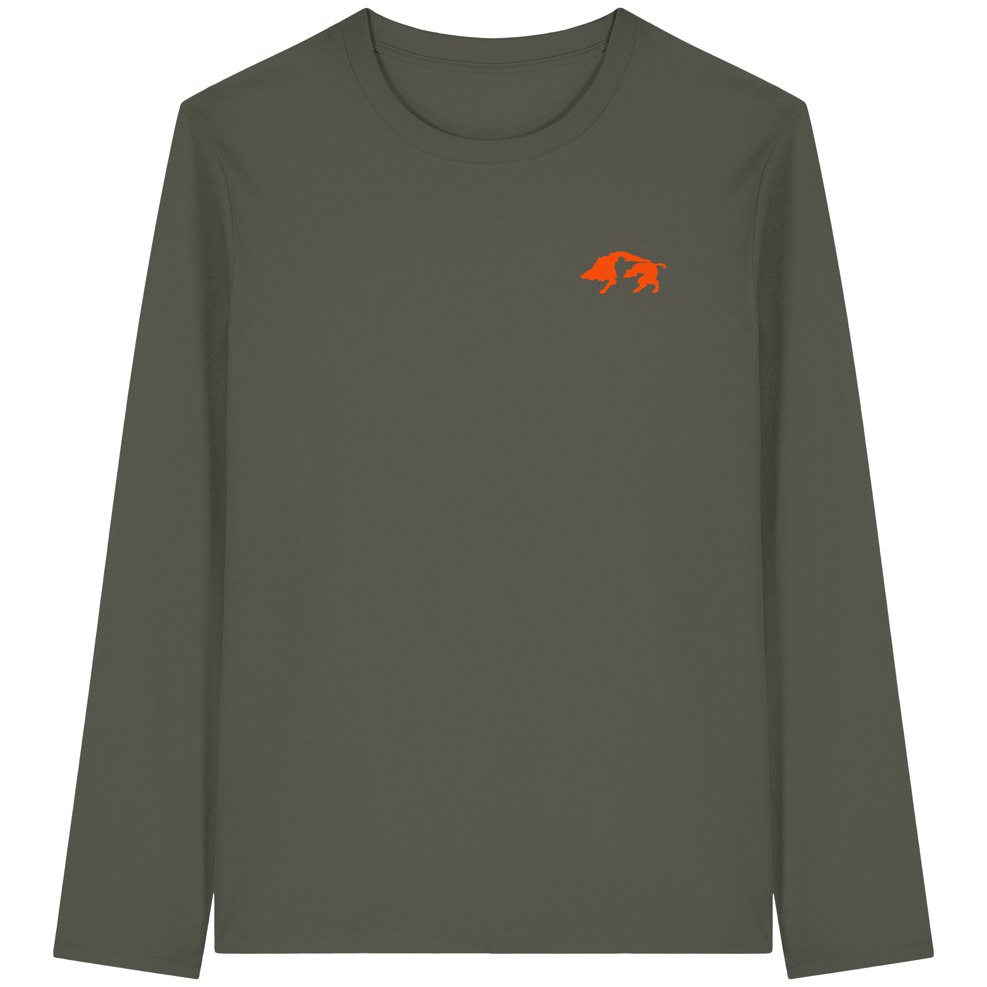 The Encounter — Boar & Hunter & Dog Silhouette Organic T-Shirt - Organic Longsleeve T-Shirt