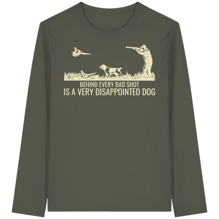 Münsterländer – Hinter jedem schlechten Schuss steckt ein sehr enttäuschter Hund Kopie - Bio Langarm-T-Shirt