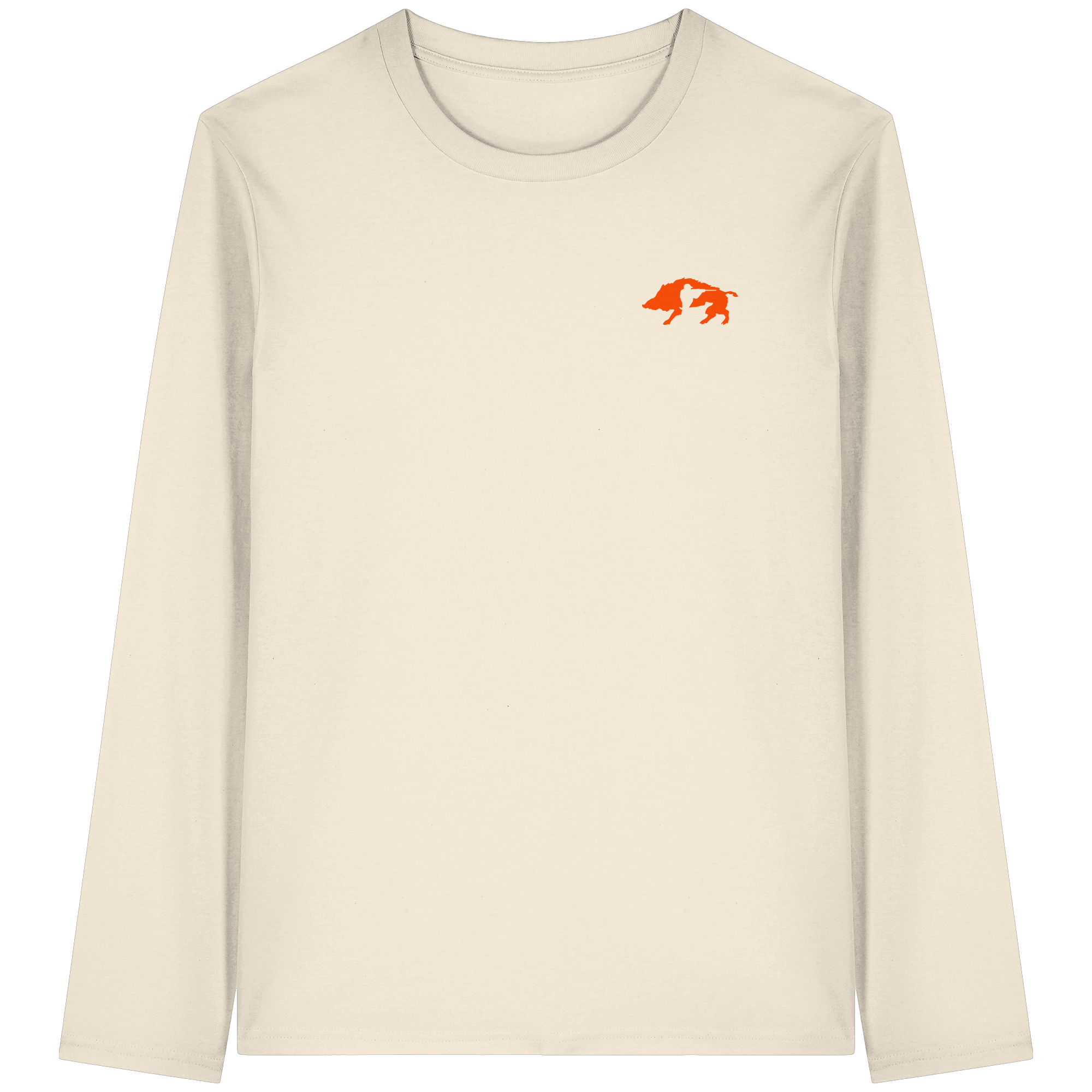 The Encounter — Boar & Hunter & Dog Silhouette Organic T-Shirt - Organic Longsleeve T-Shirt