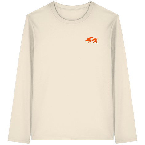 The Encounter — Boar & Hunter & Dog Silhouette Organic T-Shirt - Organic Longsleeve T-Shirt