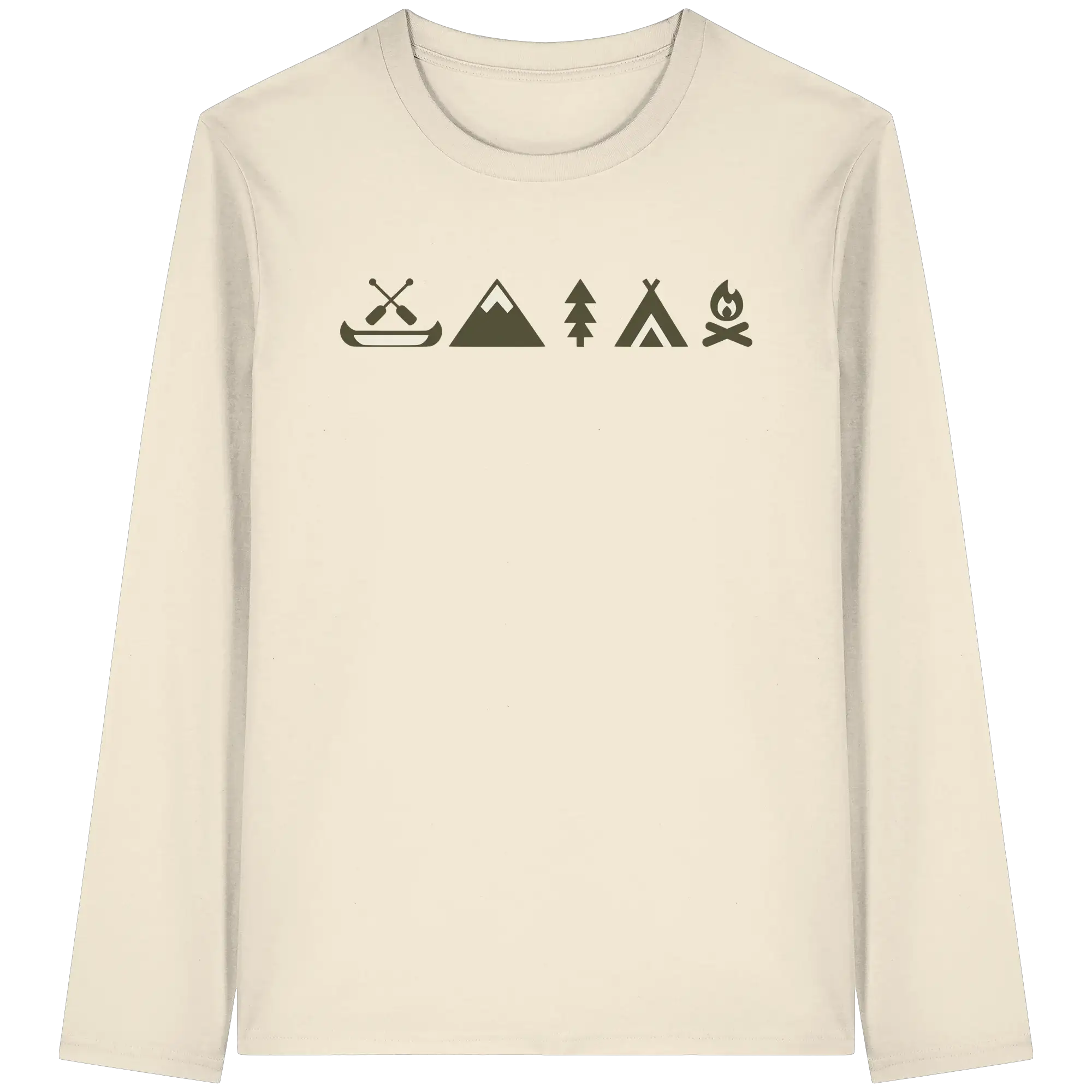 Minimalist Camping Apparel – Canoe, Peaks & Campfire - Organic Longsleeve T-Shirt
