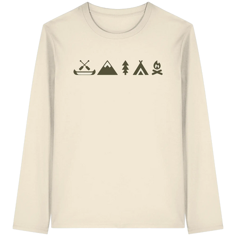 Minimalist Camping Apparel – Canoe, Peaks & Campfire - Organic Longsleeve T-Shirt