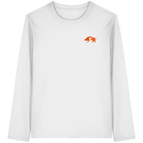 The Encounter — Boar & Hunter & Dog Silhouette Organic T-Shirt - Organic Longsleeve T-Shirt