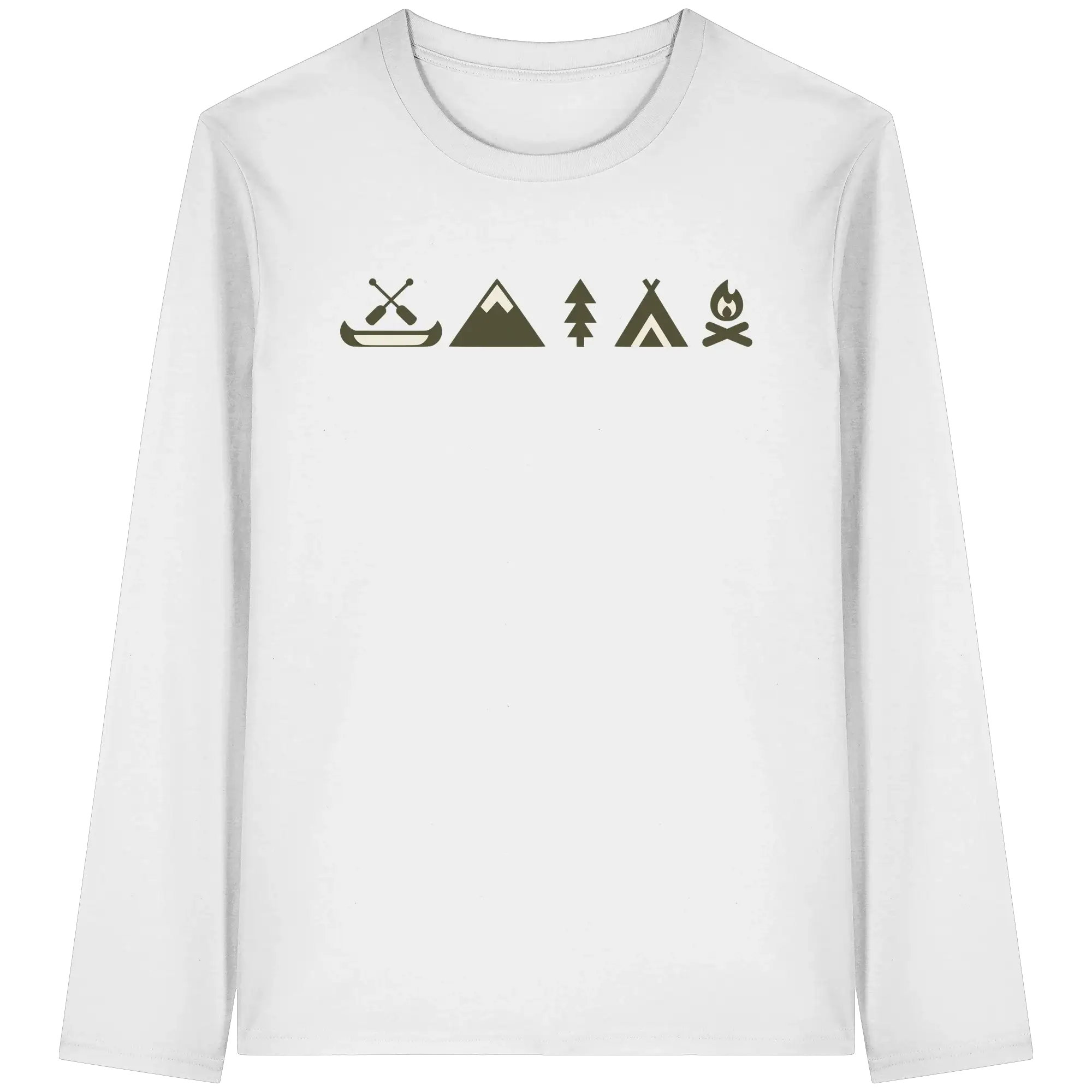 Minimalist Camping Apparel – Canoe, Peaks & Campfire - Organic Longsleeve T-Shirt