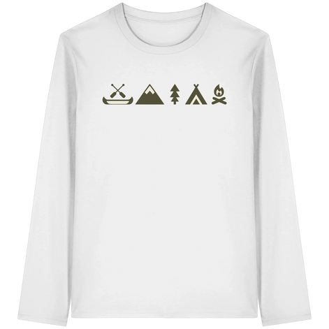 Minimalist Camping Apparel – Canoe, Peaks & Campfire - Organic Longsleeve T-Shirt