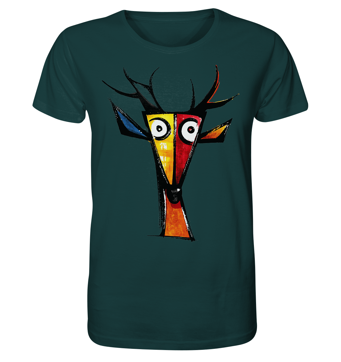 Colorful Deer Head T-Shirt – Niki de Saint Phalle-Inspired Pop Art Animal Design - Organic Shirt