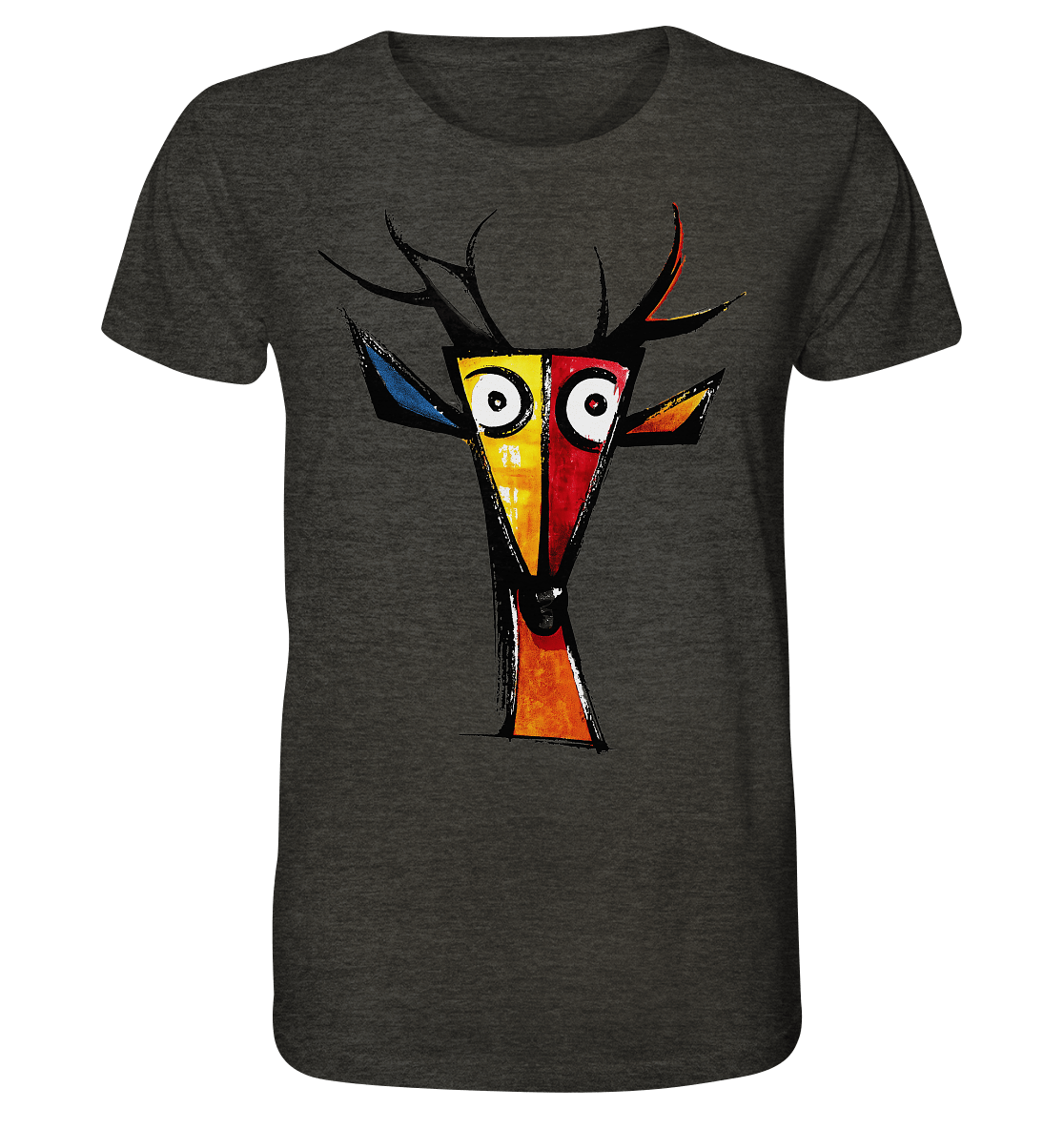 Colorful Deer Head T-Shirt – Niki de Saint Phalle-Inspired Pop Art Animal Design - Organic Shirt