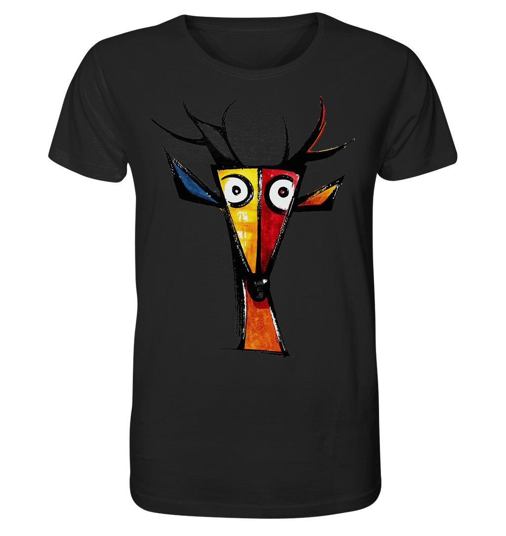 Colorful Deer Head T-Shirt – Niki de Saint Phalle-Inspired Pop Art Animal Design - Organic Shirt