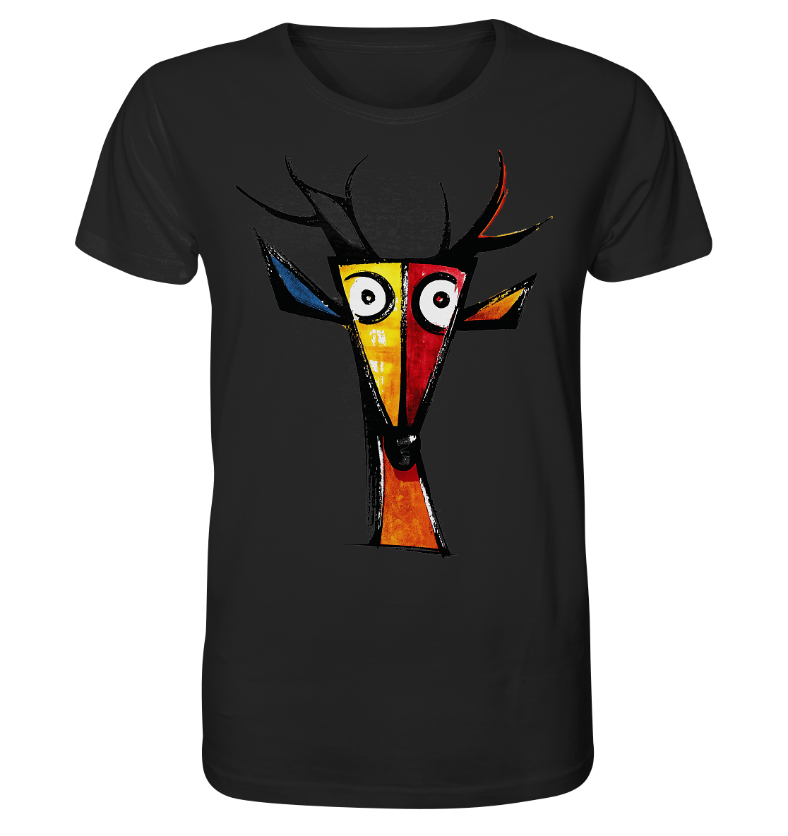 Colorful Deer Head T-Shirt – Niki de Saint Phalle-Inspired Pop Art Animal Design - Organic Shirt