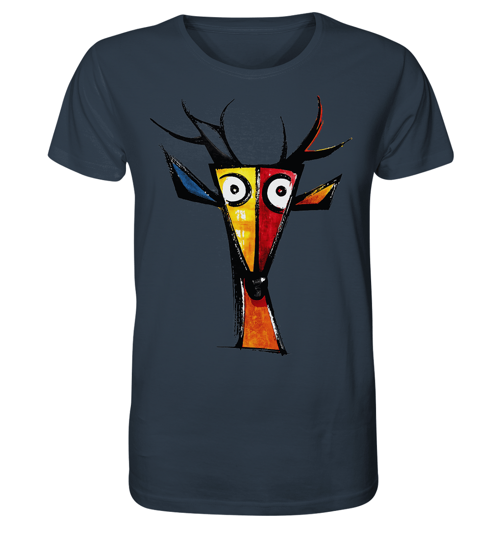 Colorful Deer Head T-Shirt – Niki de Saint Phalle-Inspired Pop Art Animal Design - Organic Shirt