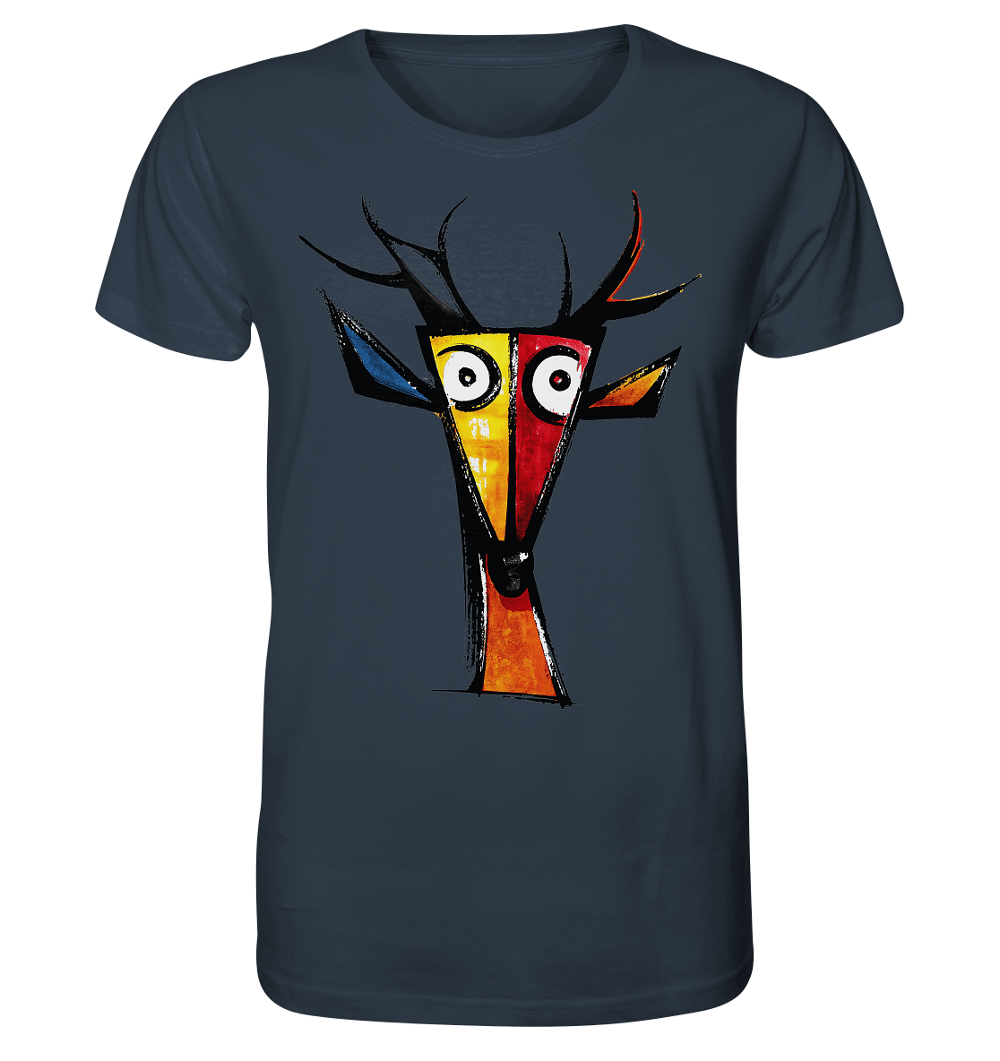 Colorful Deer Head T-Shirt – Niki de Saint Phalle-Inspired Pop Art Animal Design - Organic Shirt