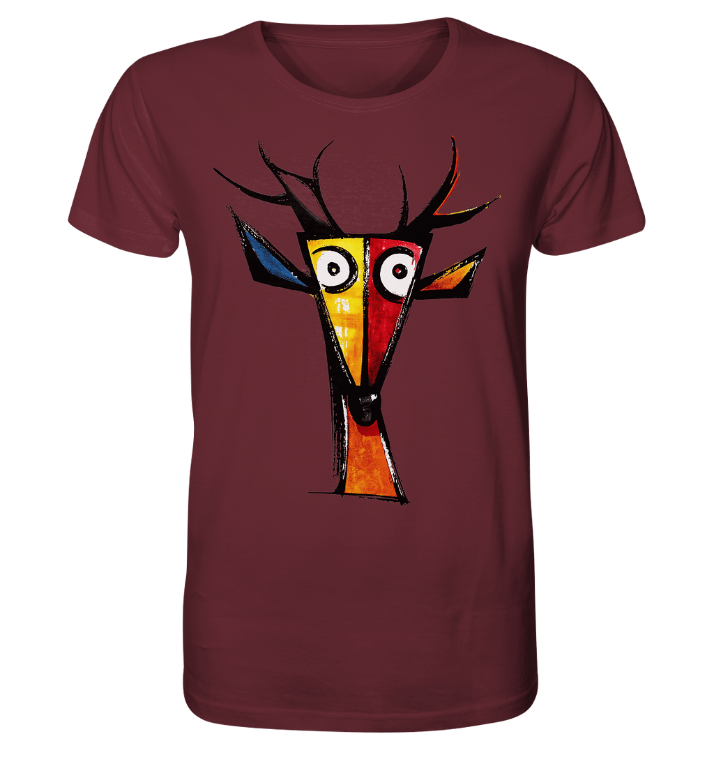 Colorful Deer Head T-Shirt – Niki de Saint Phalle-Inspired Pop Art Animal Design - Organic Shirt