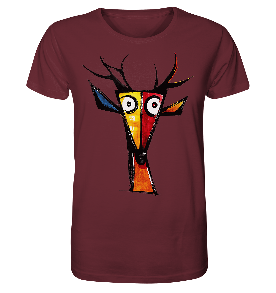 Colorful Deer Head T-Shirt – Niki de Saint Phalle-Inspired Pop Art Animal Design - Organic Shirt