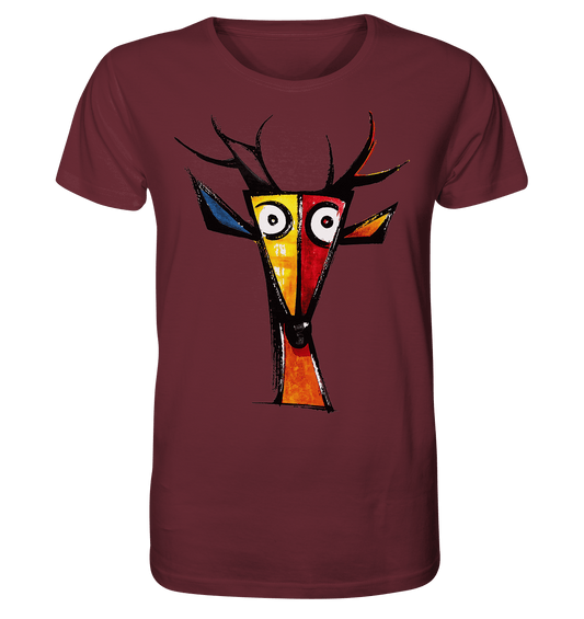 Colorful Deer Head T-Shirt – Niki de Saint Phalle-Inspired Pop Art Animal Design - Organic Shirt