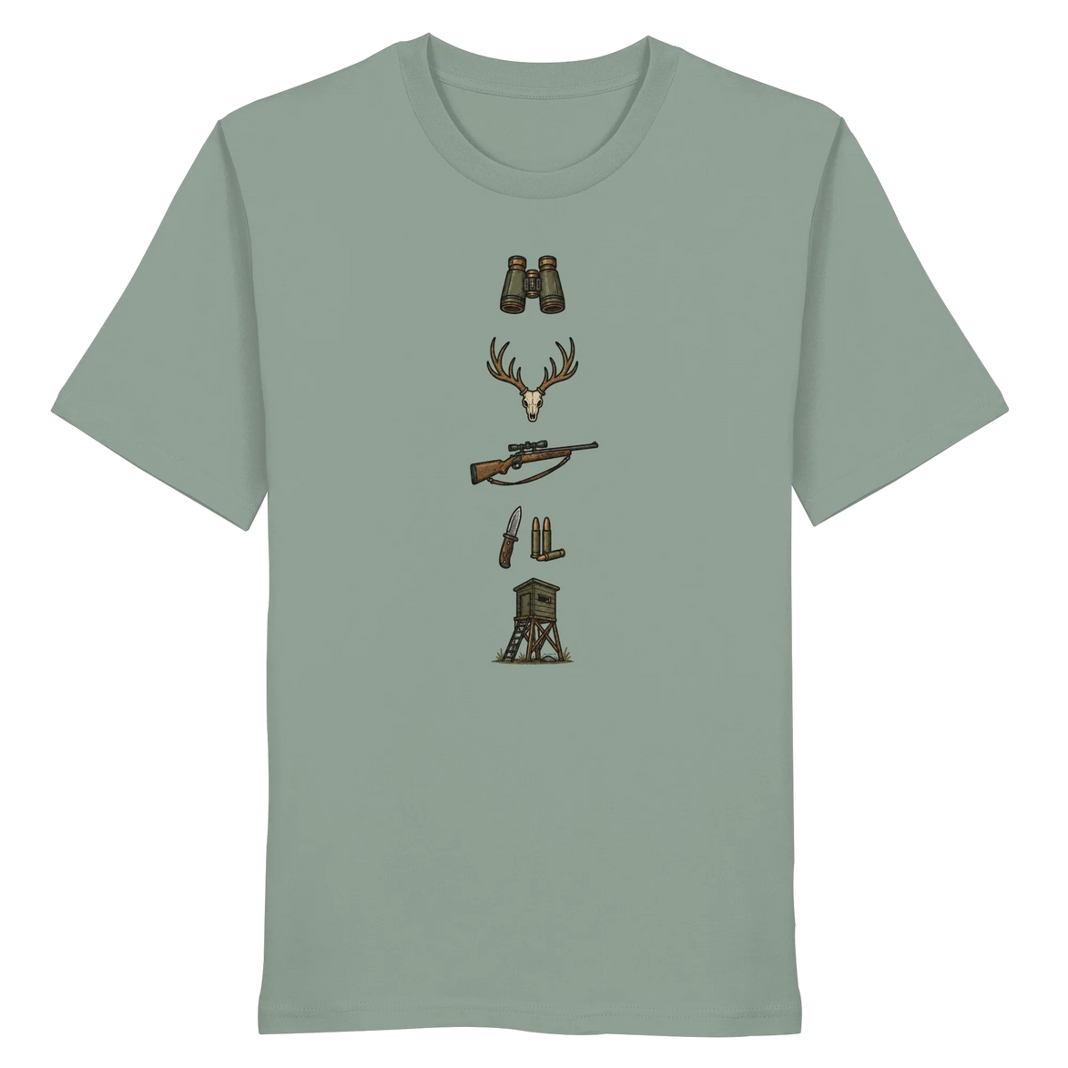 Deer Skull, Rifle & High Seat - Organic Shirt