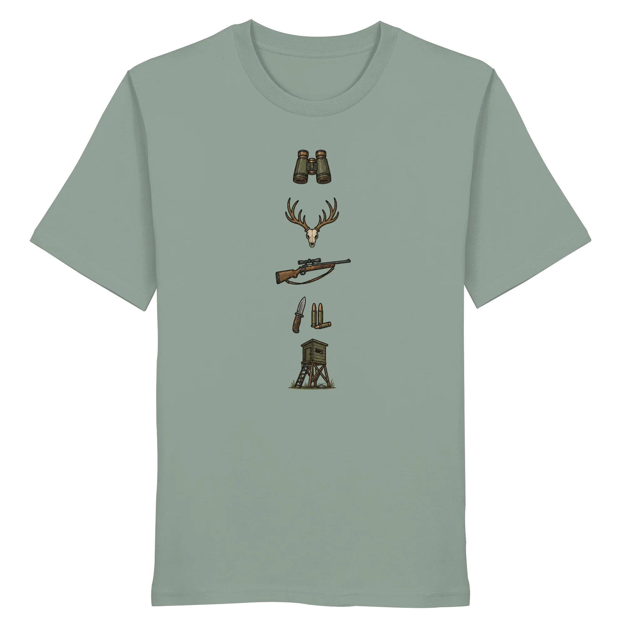 Deer Skull, Rifle & High Seat - Organic Shirt