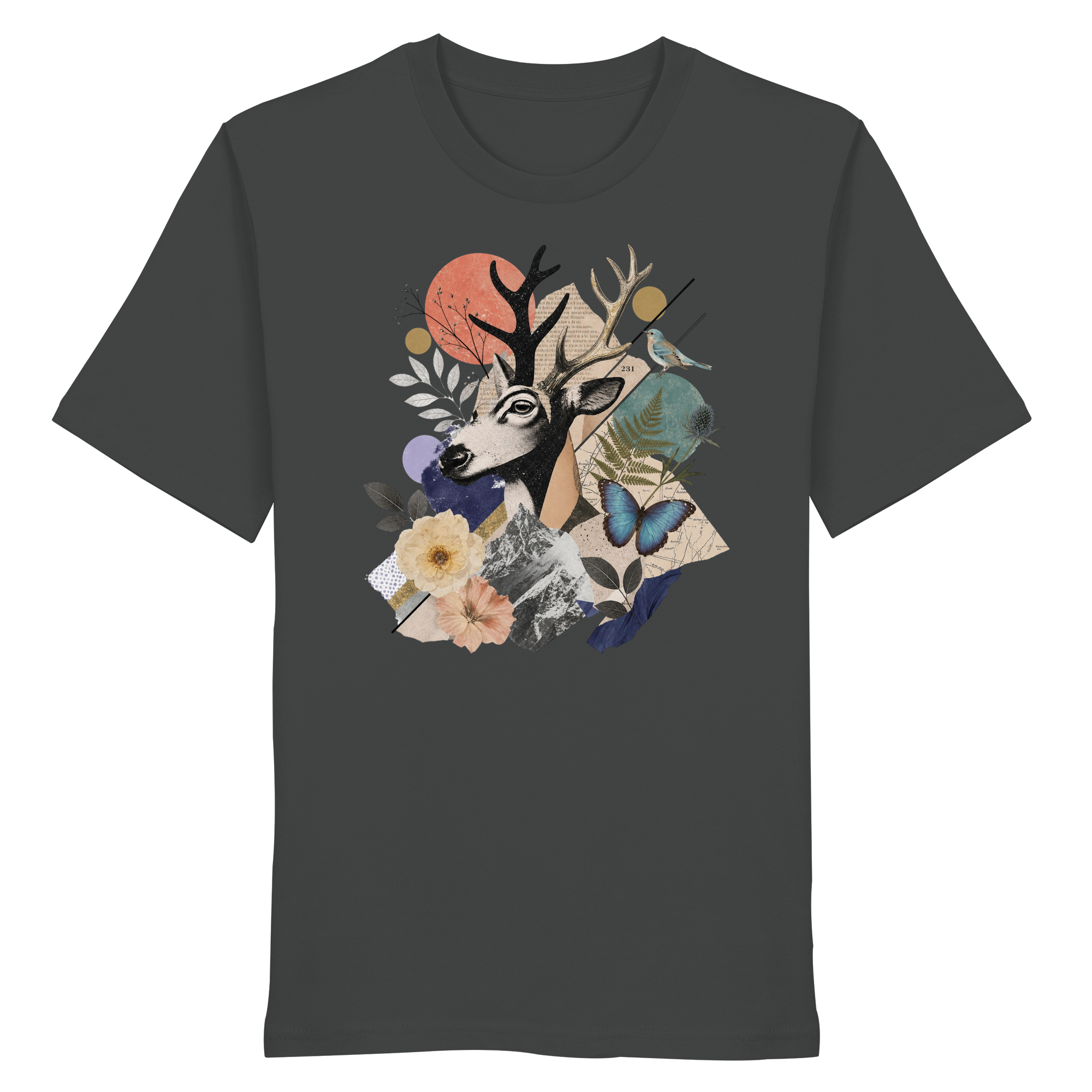 Stag Portrait Collage - Organic Shirt