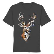 Front view of James Hunter's Paper Trail Organic T-Shirt No. 10, unisex, anthracite color, made from eco-friendly organic fabric.