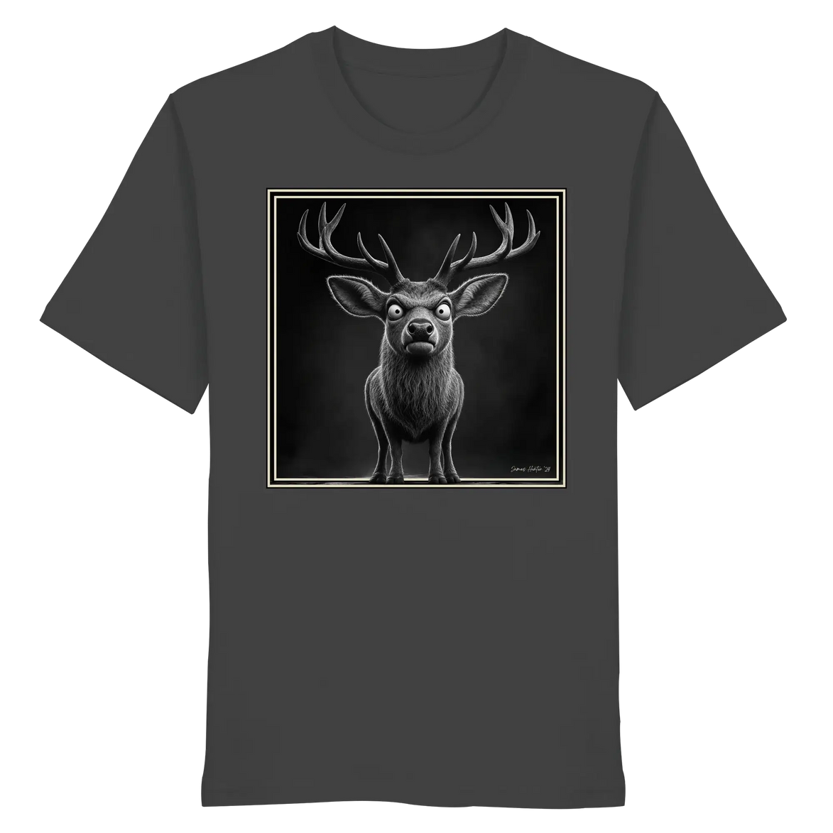 Funny Deer Hunting Apparel – Grumpy Stag Caricature - Organic Shirt