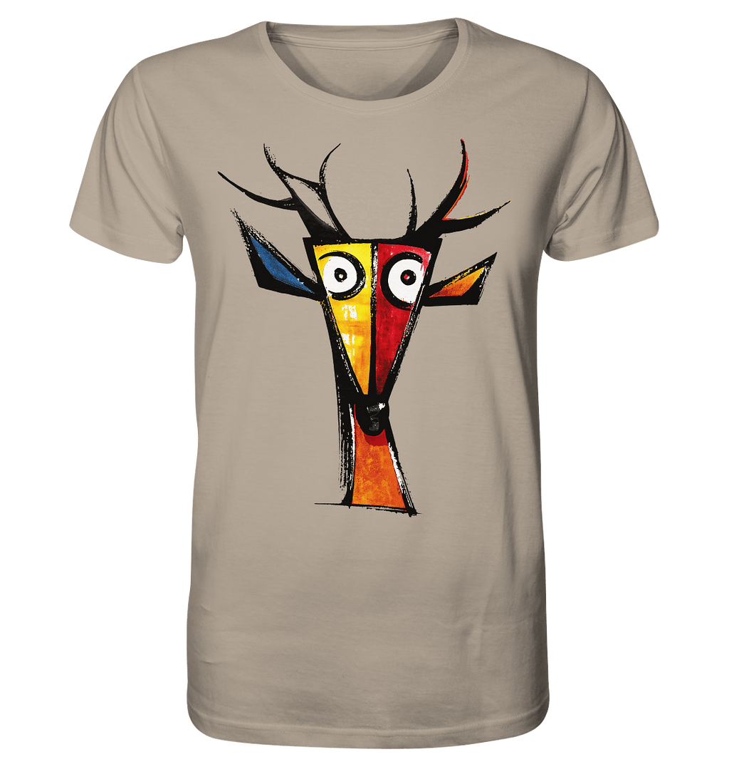 Colorful Deer Head T-Shirt – Niki de Saint Phalle-Inspired Pop Art Animal Design - Organic Shirt
