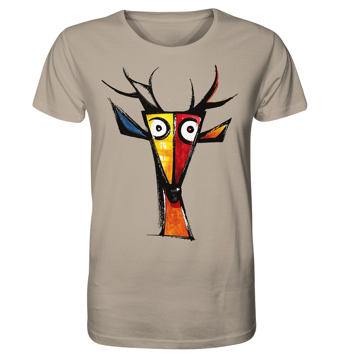 Colorful Deer Head T-Shirt – Niki de Saint Phalle-Inspired Pop Art Animal Design - Organic Shirt