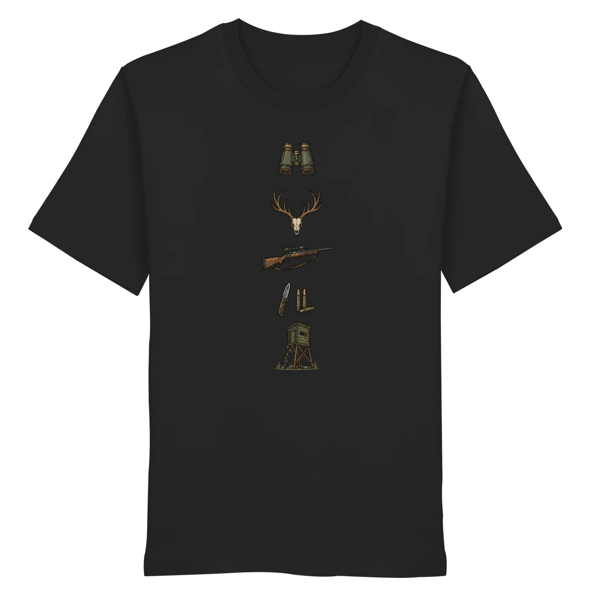 Deer Skull, Rifle & High Seat - Organic Shirt
