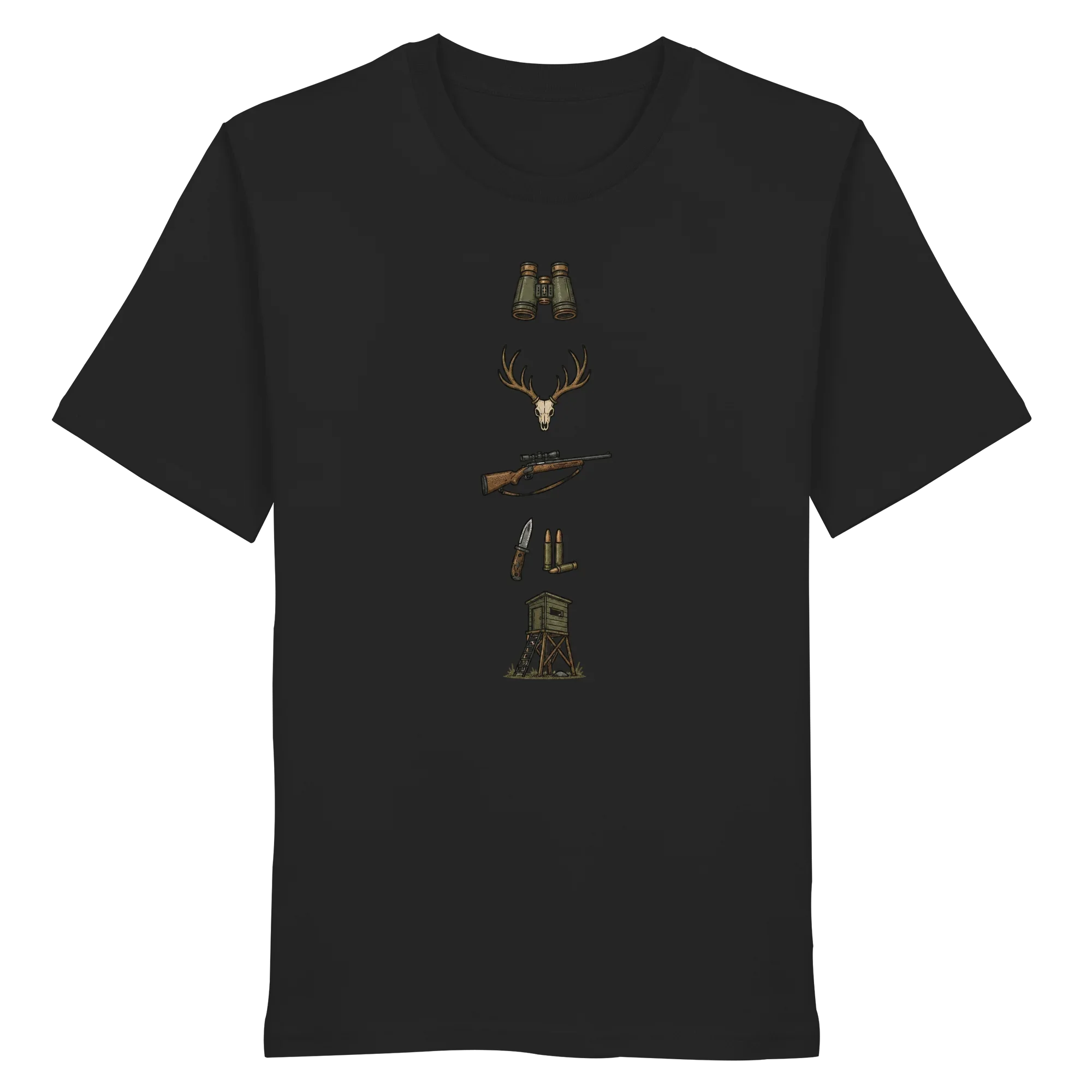 Deer Skull, Rifle & High Seat - Organic Shirt