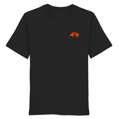 The Encounter — Boar & Hunter & Dog Silhouette Organic T-Shirt - Organic Shirt