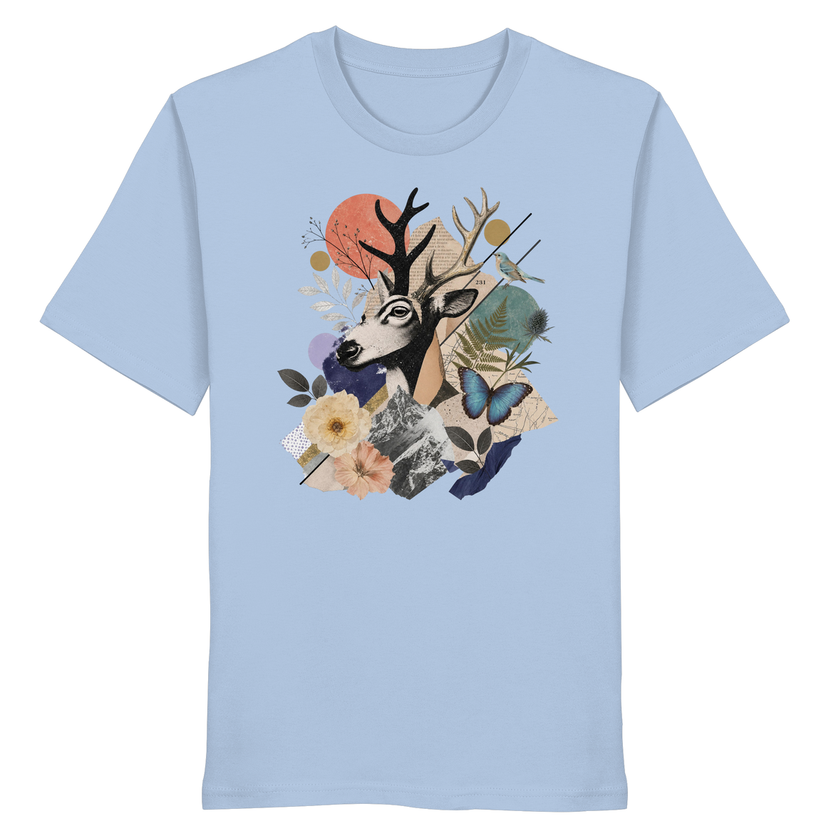 Stag Portrait Collage - Organic Shirt