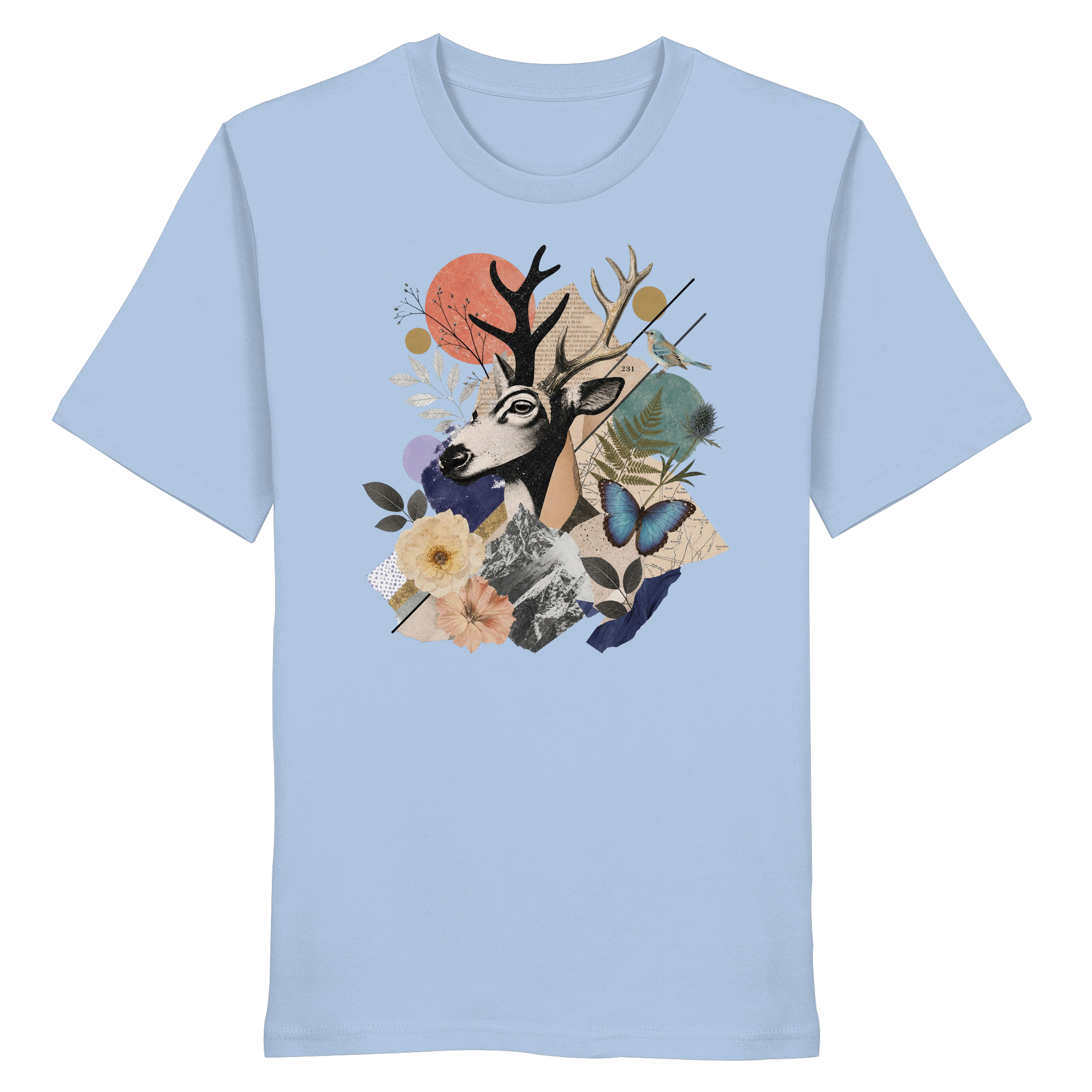 Stag Portrait Collage - Organic Shirt