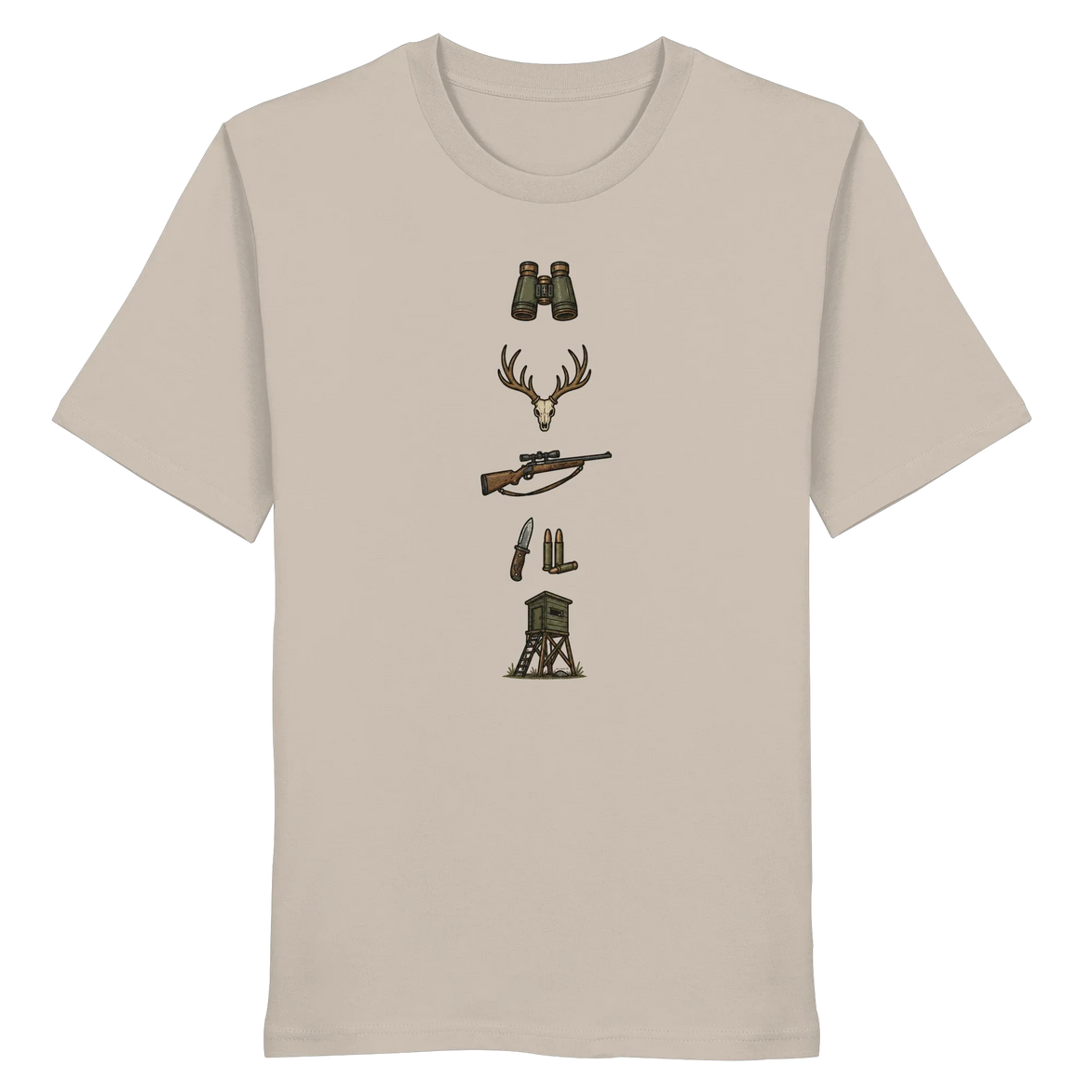 Deer Skull, Rifle & High Seat - Organic Shirt