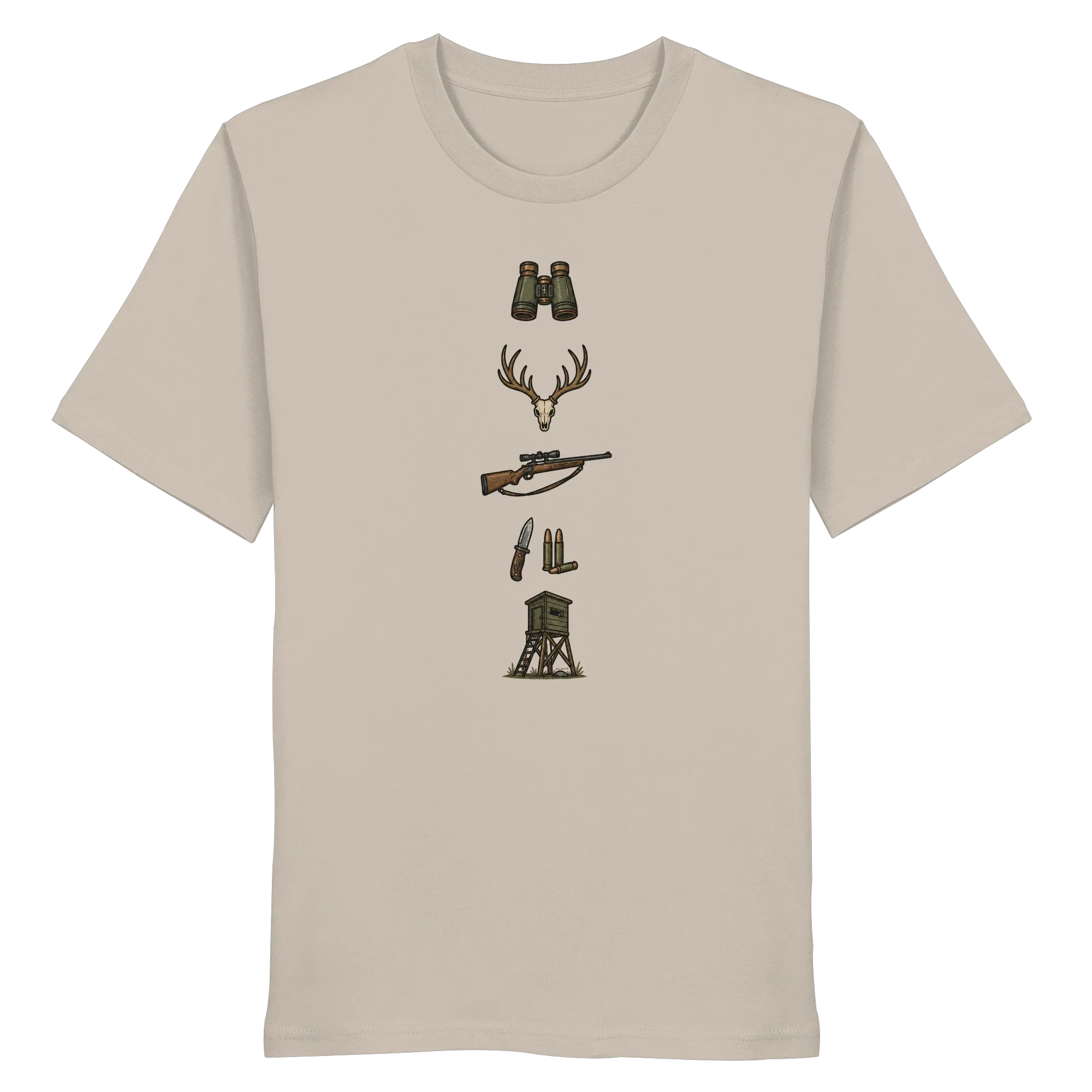 Deer Skull, Rifle & High Seat - Organic Shirt