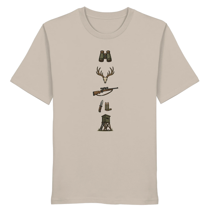 Deer Skull, Rifle & High Seat - Organic Shirt