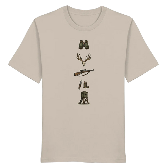 Hirschschädel, Gewehr & Hochsitz – Bio-Shirt