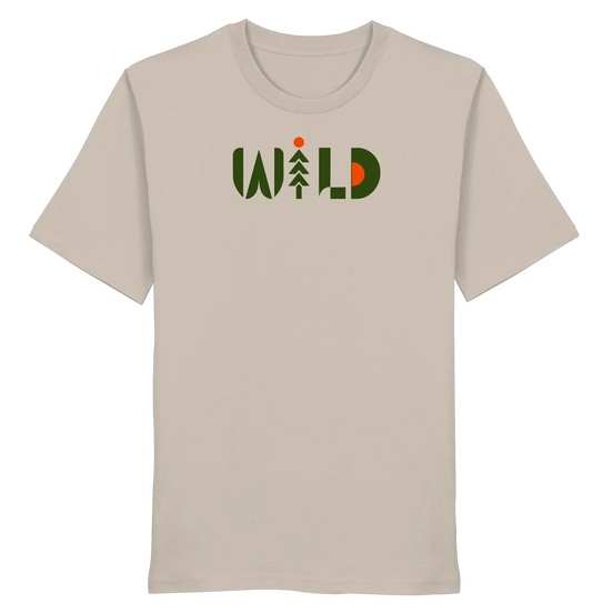 Wild Outdoor Bekleidung – Retro Kiefern- & Sonnenaufgang-Print – Bio-Shirt