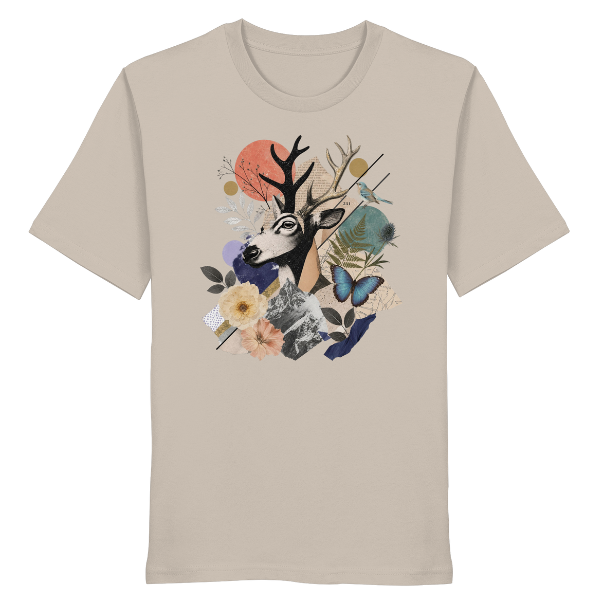 Stag Portrait Collage - Organic Shirt