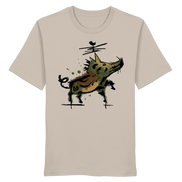Beige organic T-shirt with artistic wild boar graphic, perfect for nature lovers and outdoor adventures.