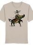 Beige organic T-shirt with artistic wild boar graphic, perfect for nature lovers and outdoor adventures.