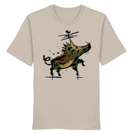 Wild Charge Art Collection organic unisex T-shirt in desert dust color featuring nature-inspired design by James Hunter.