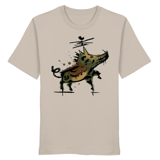 Wild Charge Art Collection organic unisex T-shirt in desert dust color featuring nature-inspired design by James Hunter.