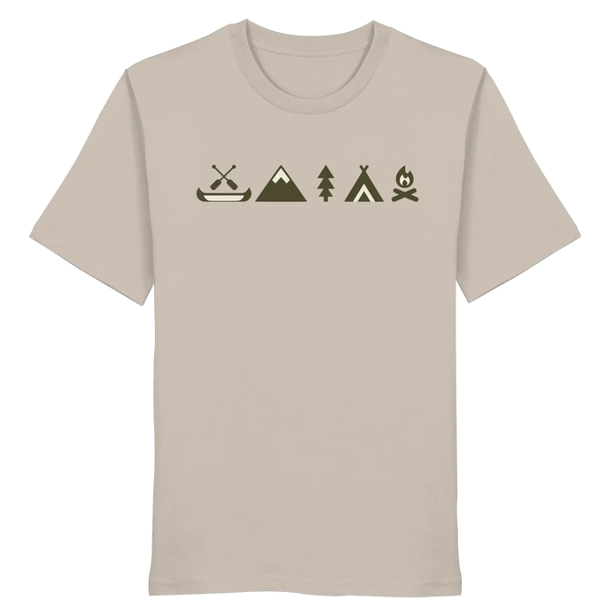 Minimalist Camping Apparel – Canoe, Peaks & Campfire - Organic Shirt