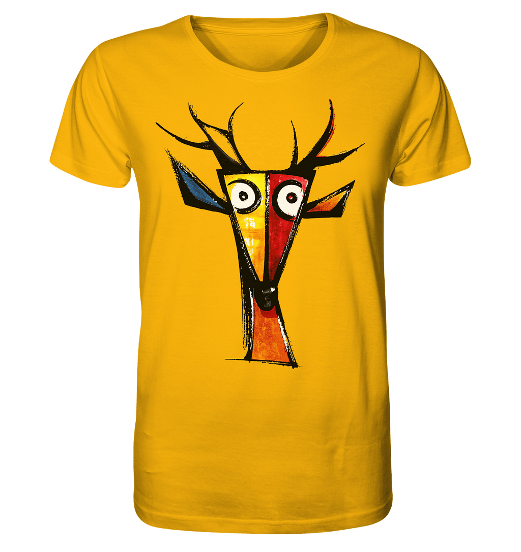 Colorful Deer Head T-Shirt – Niki de Saint Phalle-Inspired Pop Art Animal Design - Organic Shirt