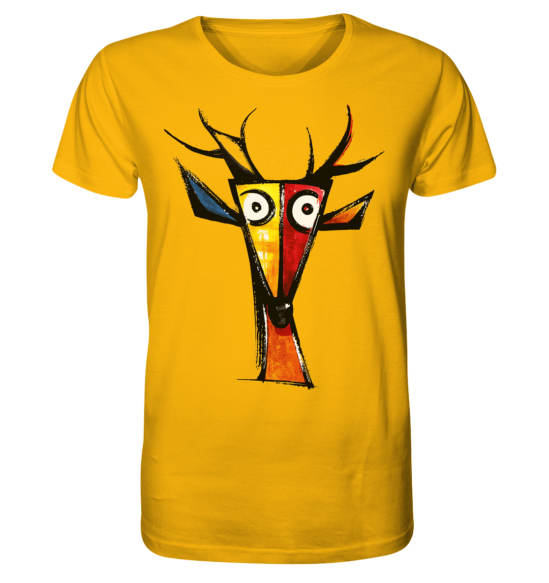 Colorful Deer Head T-Shirt – Niki de Saint Phalle-Inspired Pop Art Animal Design - Organic Shirt