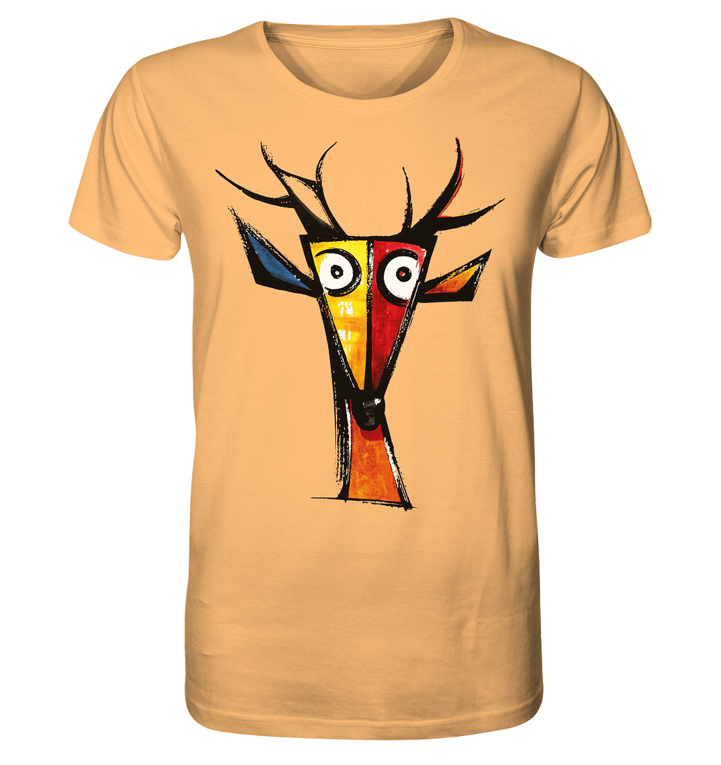 Colorful Deer Head T-Shirt – Niki de Saint Phalle-Inspired Pop Art Animal Design - Organic Shirt