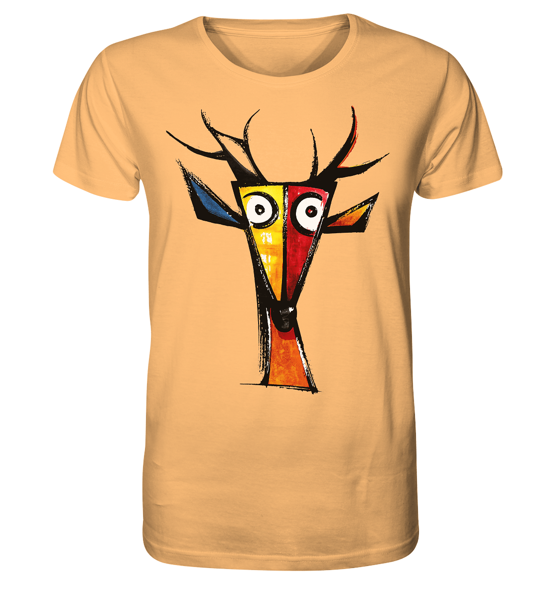 Colorful Deer Head T-Shirt – Niki de Saint Phalle-Inspired Pop Art Animal Design - Organic Shirt